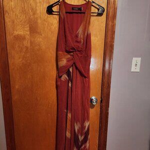 Ralph Lauren Geo-Print Crinkle Georgette Halter Gown